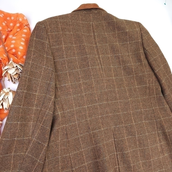 Rafaella Petites Brown Plaid Wool Coat  Sz 12 - Picture 5 of 12